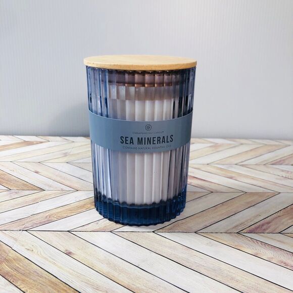 Chesapeake Bay Candle Co. Sea Minerals Beveled Glass Jar Beachy Coastal Decor - Picture 1 of 6